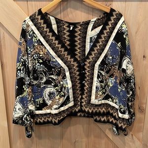 Free People Blouse with tie sleeve details